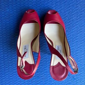 Jimmy Choo red sling back spike heel